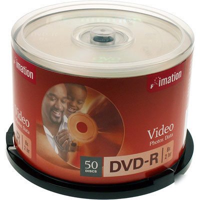 50 imation 8X dvd-r blank dvd discs.