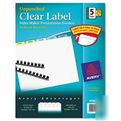 Avery 11998 unpunch presentation dividers 5 tab 25 sets