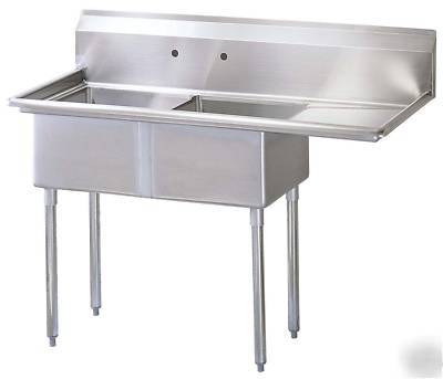 Nsf stainless steel two compartment sink- 56.5 x 24