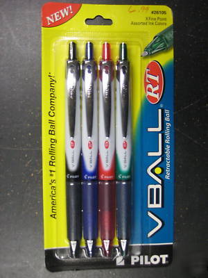 New 4 pilot vball rt rolling ball pen--assorted colors~ 