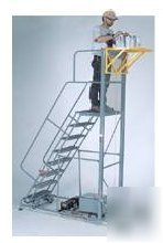 7 step rolling battery powered lift shelf ladder