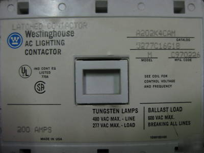 Cutler hammer combination lighting contactor A202K4CAM