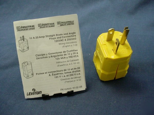Leviton industrial plug 6-20 20A 250V 20 amp 250 volt