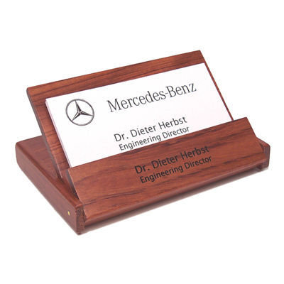 Rosewood folding business card holder custom engraved