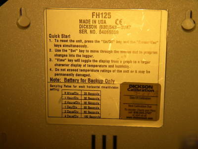 Dickson FH125 temperature & humidity lcd graphing log