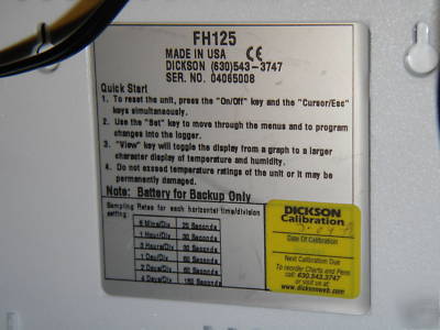 Dickson FH125 temperature & humidity lcd graphing log