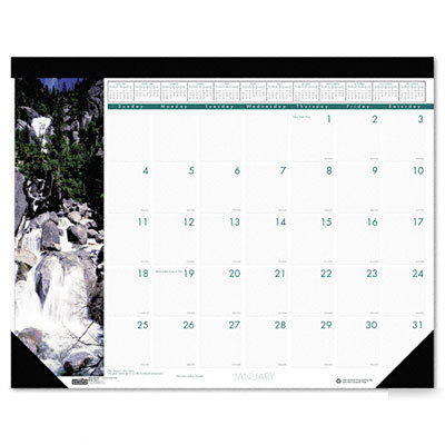Earthscapes waterfalls world monthly desk pad calendar