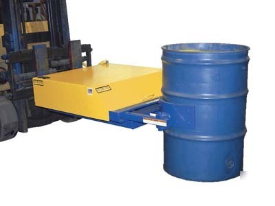 Electric hydraulic fork mounted drum grippers 