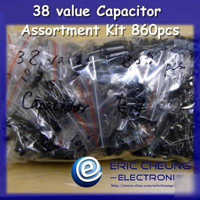 38 value capacitor assortment kit 860PCS (0.01~4700UF)