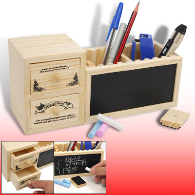 Pen holder drawer message board wooden 3 in 1 set