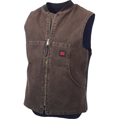 Tough duck washed quilt lined vest - x-l, chestnut