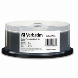 New verbatim 25PK dl blu-ray 50GB 2X-inkjet 96870