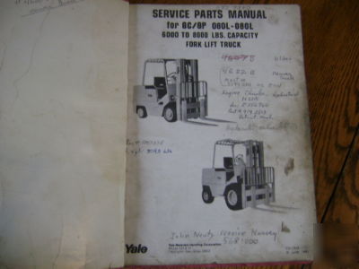 Service parts manual for gc/gp 060L-080L yale fork lift