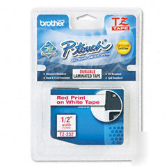 Brother tz-232 tape cartridge ptouch - red on white