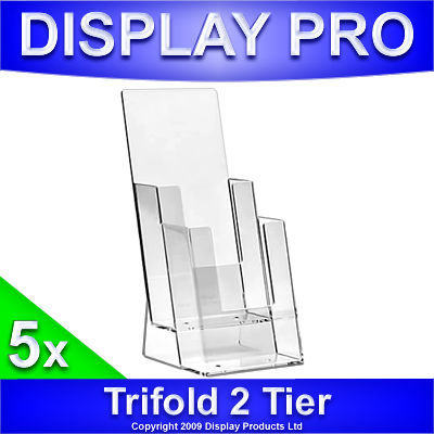 5X 1/3RD A4 trifold 2 bay leaflet holder desktop stands