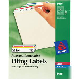 Avery 06466 6466 removable file folder labels -750 ct