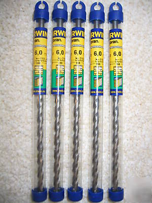 Bn genuine 5 irwin joran masonry drill bits, 6.0 x 160