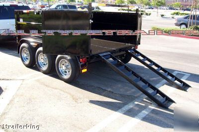 12' enclosed box utility cargo landscape dump trailer 