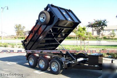 12' enclosed box utility cargo landscape dump trailer 