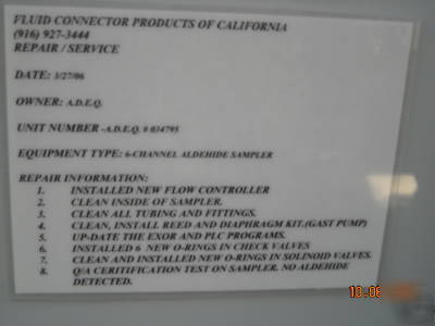 6 channel aldehyde sampler with siemens simatic cpu