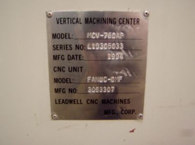 Leadwell MCV760AP 1994 vmc cnc mill 30