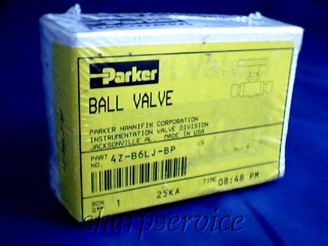 Parker 2-way cpi ball valve 4Z-B6LJ-bp brass 4ZB6LJBP