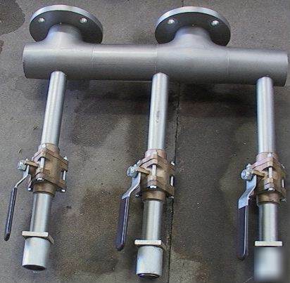 Vacuum manifold 5 ports 3 ball-valves ss