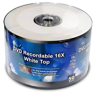 50 geeks white top 16X dvd+r blank dvd discs