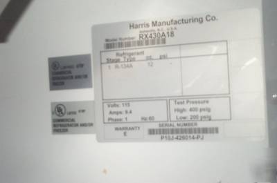 Puffer hubbard RX430A pharmacy refrigerator harris mfg