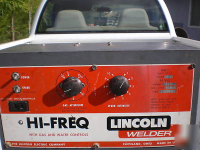 Lincoln hi-freq welder with gas and water controls 