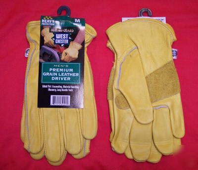 West chester top grain work glove, 2 pr, palm patch, s