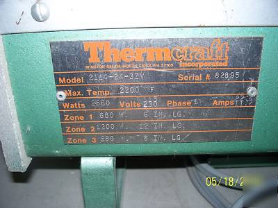 Thermcraft tube furnace 2200 deg. f split 3 zone works