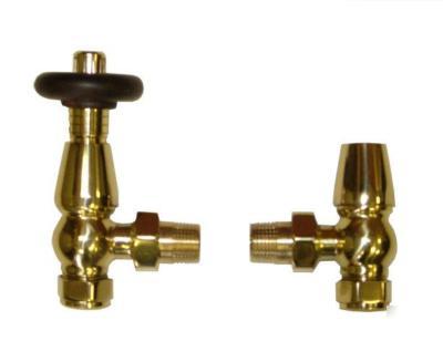 Traditionaltrv & lockshield brass radiator valve set