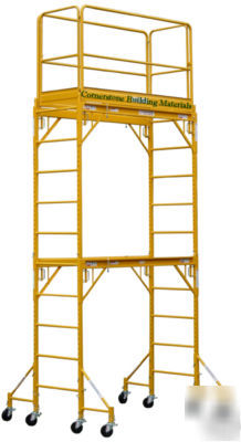 U lock scaffold rolling tower stand at 12 feet w/ rail 