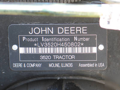 2009 john deere 3520 w/cab and land pride 72