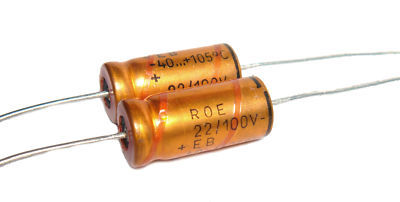 Roederstein / roe eb axial capacitors 22UF / 100VDC ll