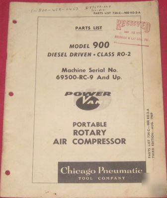 Chicago pneumatic 900 diesel air compressor parts list