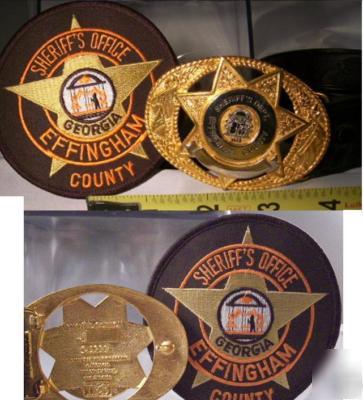 Effingham county sheriff gold belt buckle & patch