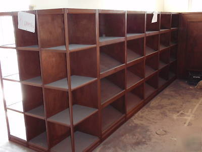 Gourmet grocery/restaurant all wood shelves wine racks