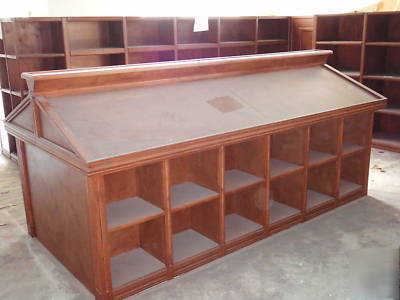 Gourmet grocery/restaurant all wood shelves wine racks