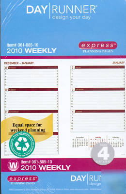 Day runner express 2010 dated weekly calendar refill