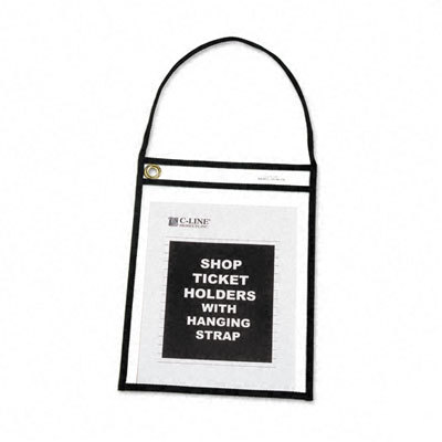 Shop ticket holders clear with black stitching, 15/box