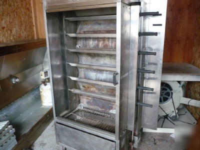 Hickory chicken commercial gas rotisserie oven 7 spits 