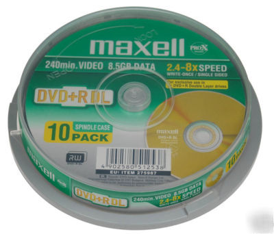 10 maxell dual / double layer dvd+r