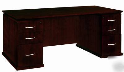 Executive desk dark wood mocha veneer office furniture 