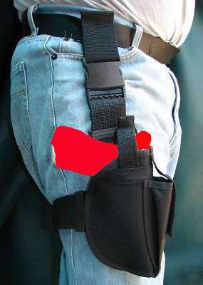 Mens thigh holster tactical black nylon elastic 