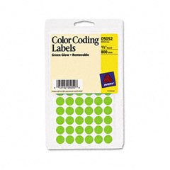 Removable labels, 1/2 round, 800/pk, green neon, sold 
