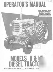 Minneapolis moline u & ub diesel operator maint. manual