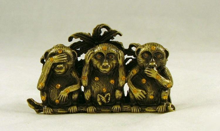 See no hear no say no evil monkeys business card holder