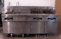 Frymaster 3 well elec. fryers with filtration, 80 lb .